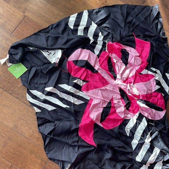 Kate Spade New York Present Silk Square Scarf Black Scarves - Picture 2 of 4